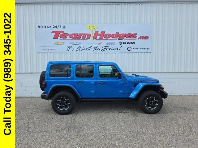 2023 Jeep Wrangler Rubicon in Blue — front three-quarter view